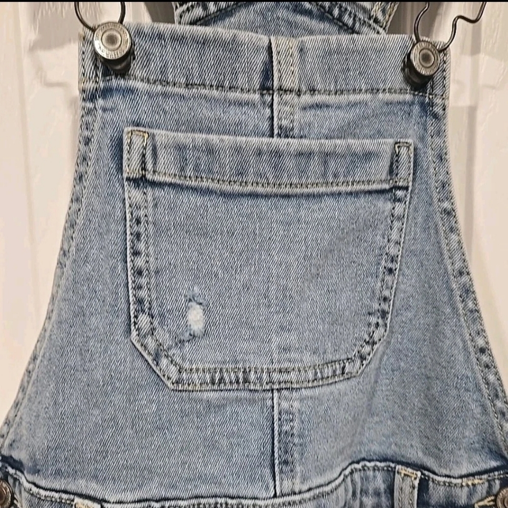 So Girls 10 Lightwash Denim Overalls Distressed Relaxed Wide Leg Jeans School - Picture 2 of 6